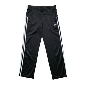 Adidas Track Pants Boys Small Black 3 Stripes Polyester Athletic